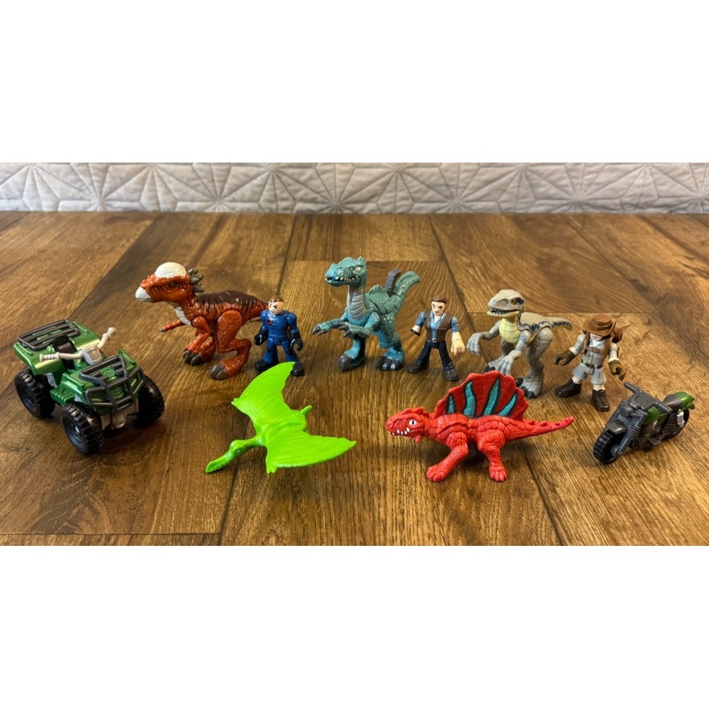 Fisher Price Imaginext Jurassic Park World Dinosaurs Figures Lot ATV Motorcycle
